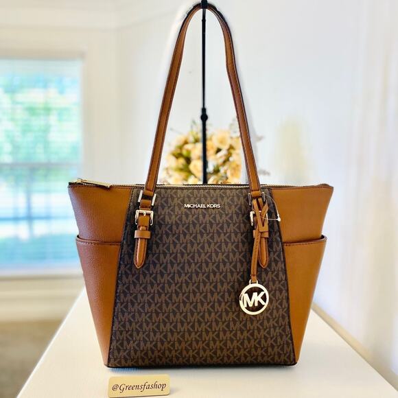 Michael Kors Charlotte Top Zip Tote shoulder bag brown - Picture 2 of 9
